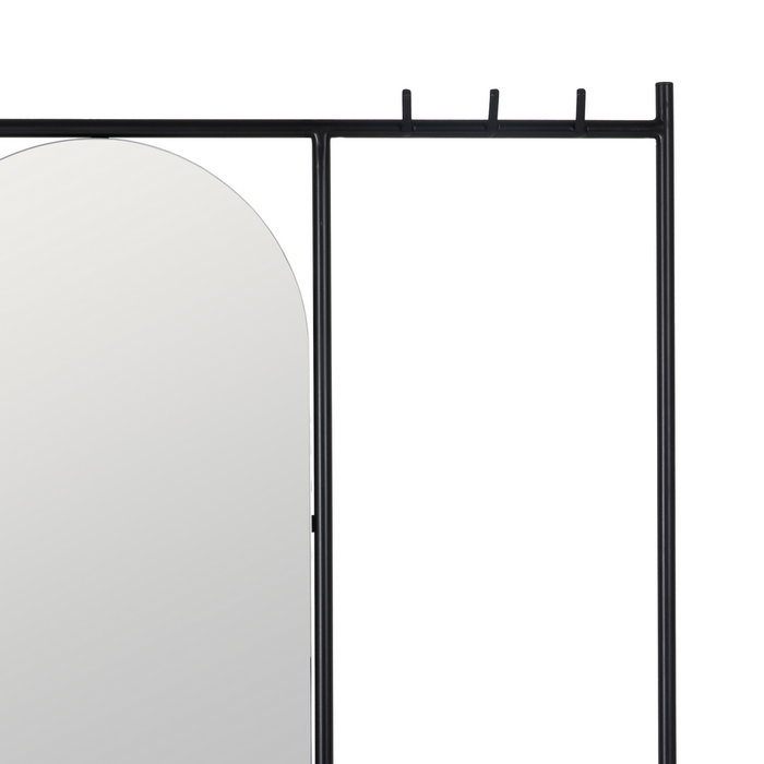 Espejo Perchero Negro Metal Decoración 70 X 4 X 160,50 cm