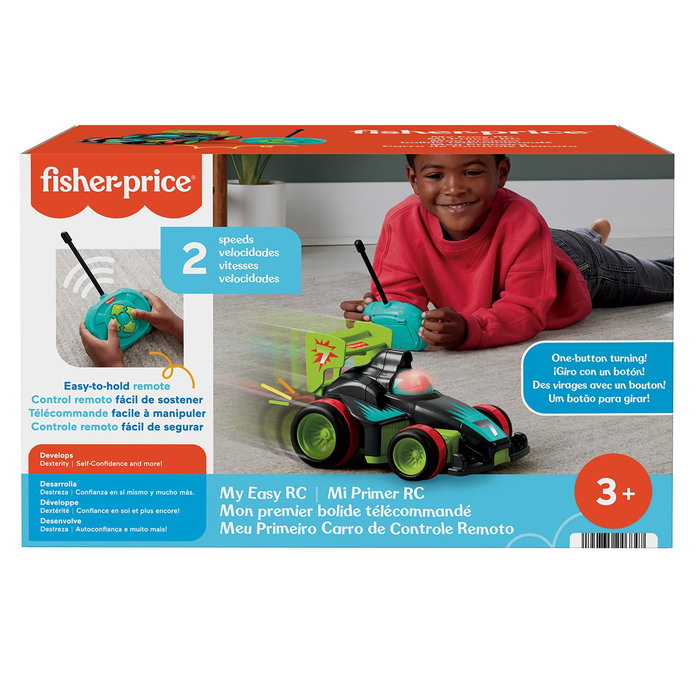 Fisher-Price Hyh28 Coche RC My Easy RC, Mando Ergonómico 4 Direcciones, 2 Velocidades, Giro Especial, Preescolar +3 años
