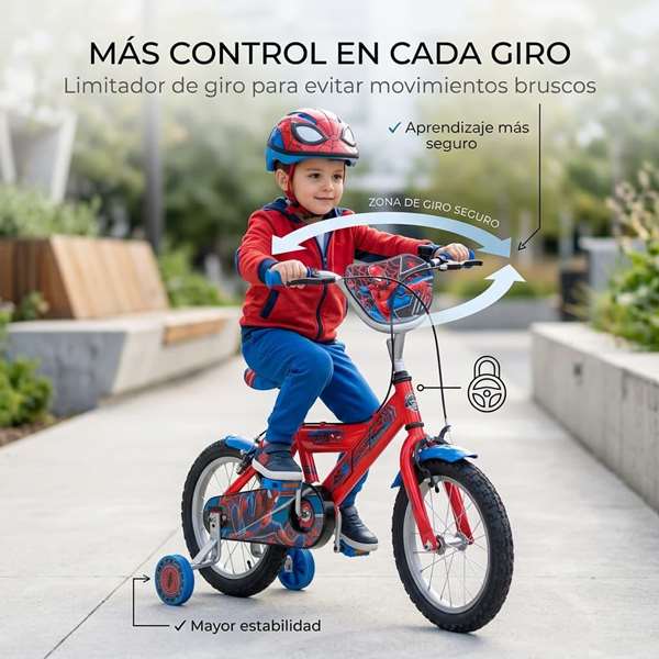 Huffy Bicicleta Spiderman 14" para niños 4/6 años - Idioma Español