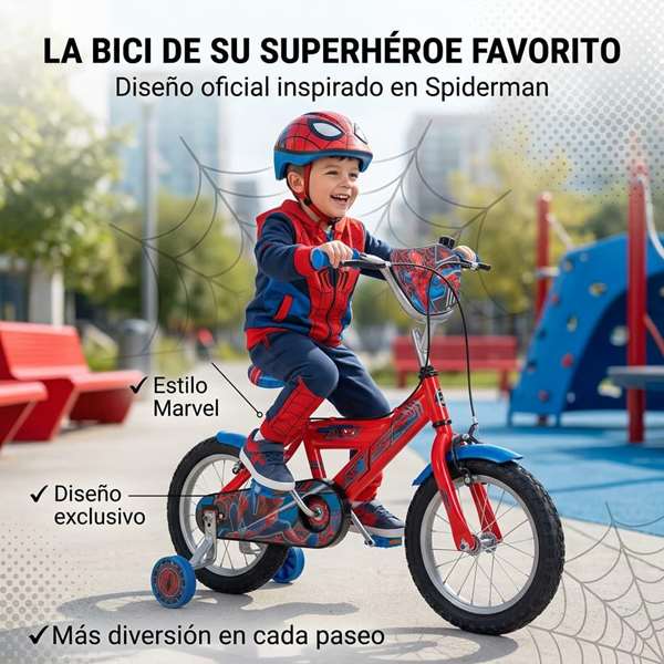 Huffy Bicicleta Spiderman 14" para niños 4/6 años - Idioma Español