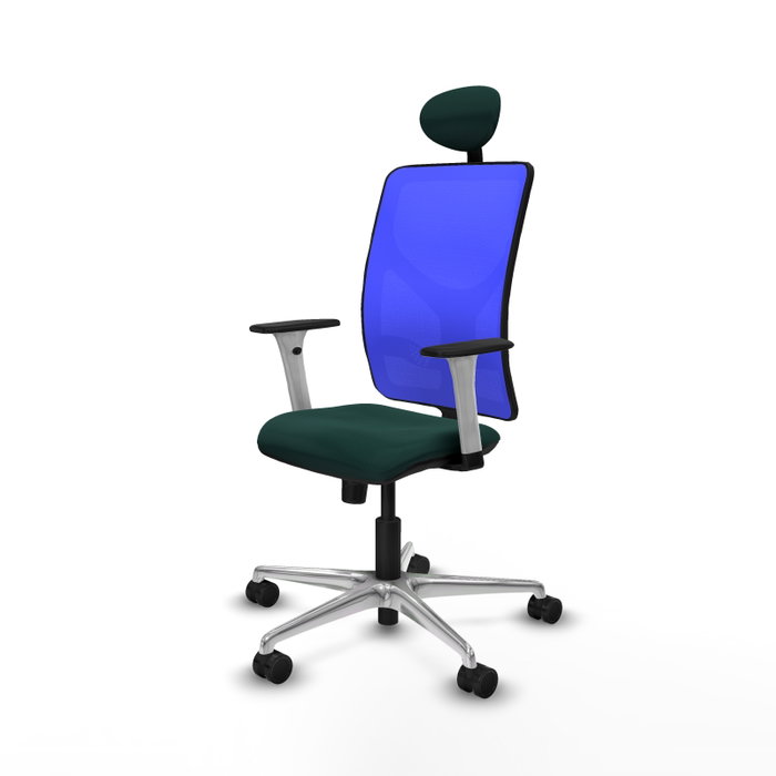 PIQUERAS Y CRESPO Silla de oficina Motilla con mecanismo Sincro, Verde botella y Azul