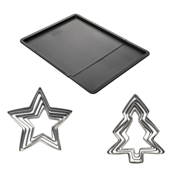 Zenker Set con bandeja extensible para horno y 10 cortadores de galletas Zenker Set con bandeja extensible para horno y 10 cortadores de galletas