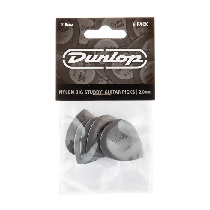 Dunlop Púas Big Stubby Nylon 2,0 mm (pack de 6)