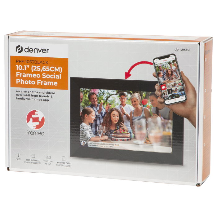 Denver PFF-1063 MKII Frameo Portafotos Digital 10.1 Pulgadas IPS 1920x1200 16GB Negro