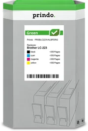 Prindo Green Multipack Negro / Cian / Magenta / Amarillo Compatible Brother LC-223 ~2.200 Páginas