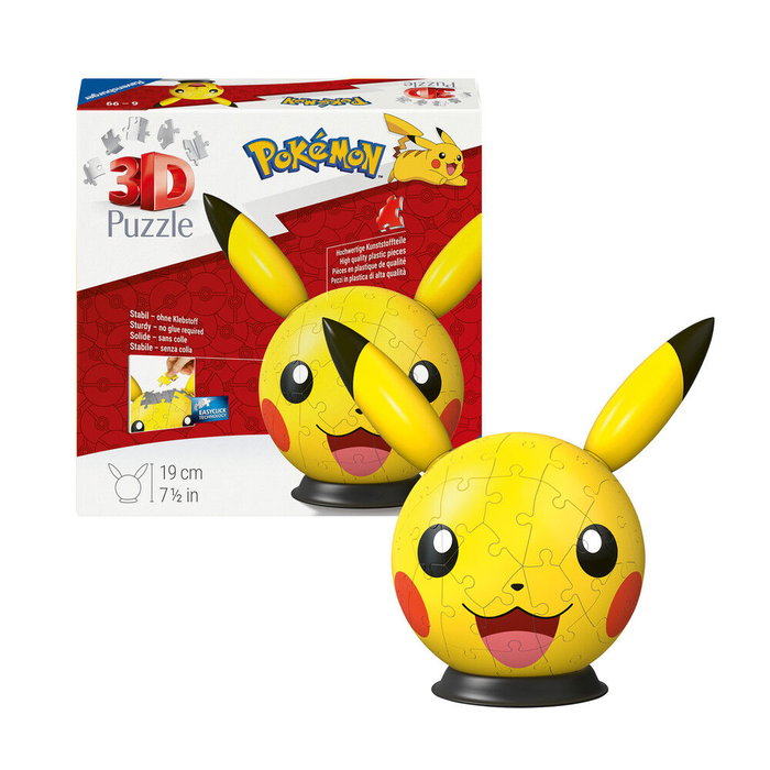 Ravensburger Puzzle 3D Pokémon Pikachu Con Orejas, 72 piezas