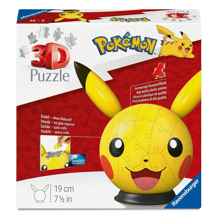 Ravensburger Puzzle 3D Pokémon Pikachu Con Orejas, 72 piezas