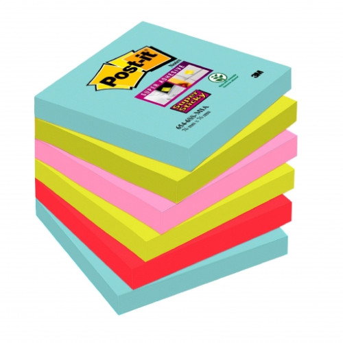 Post-It Notas Adhesivas Super Sticky Colección Cosmic 76x76 mm, Pack de 6 Blocs Post-It Notas Adhesivas Super Sticky Colección Cosmic 76x76 mm, Pack de 6 Blocs