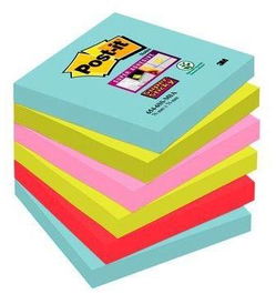 Post-It Notas Adhesivas Super Sticky 4 Colores Lugares Cosmic 76x76 mm, 6 Blocs