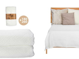 GIFTDECOR Colcha de Cama Geométrico Blanco 180x260cm