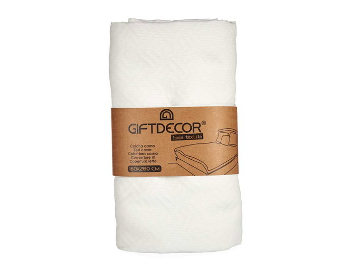 GIFTDECOR Colcha de Cama Geométrico Blanco 180x260cm GIFTDECOR Colcha de Cama Geométrico Blanco 180x260cm