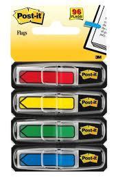 Post-It Index Marcadores Adhesivos, Rojo, Amarillo, Verde, Azul - 4 Dispensadores Estándar 4x24 Tiras