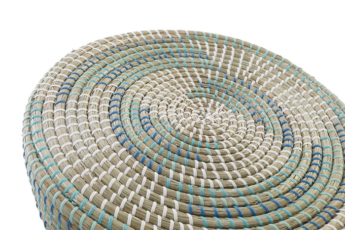 DKD Home Decor Reposapiés Tropical Ratan y Seagrass Turquesa Natural Blanco 41 x 42 x 41 cm DKD Home Decor Reposapiés Tropical Ratan y Seagrass Turquesa Natural Blanco 41 x 42 x 41 cm