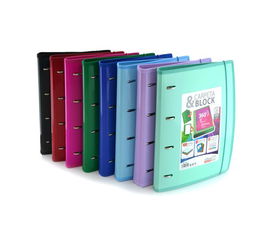 Carpebloc Office Box A4 4An.32 Mm Mixtas Automaticas, 100Hj.90Gr.Cuadric.5X5 Cierre De Goma 10 Separadores Extra Rigidos Con Indicadores Y Bolsillo Colores Surtidos Color Line (Set de 12)