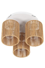 DKD Home Decor Lámpara de Techo de Hierro y Fibra con 3 Focos, Blanco