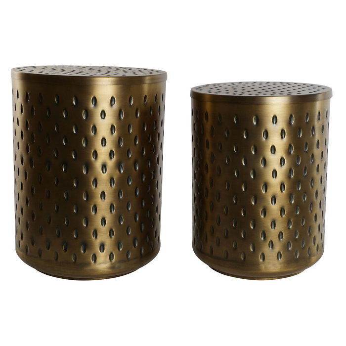 DKD Home Decor Set de 2 Mesitas Auxiliares de Metal con Tapa Dorada