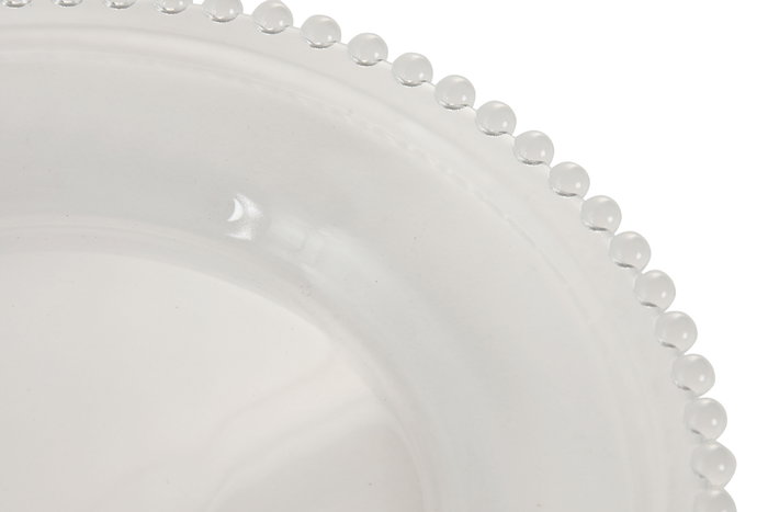 DKD Home Decor Plato Base o Bandeja de Vidrio Transparente para Hogar, 27 cm, Apta Lavavajillas, 0.77 kg