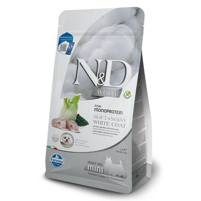 Farmina N&D White Dog Adult Mini Lubina, Espirulina e Hinojo 2kg