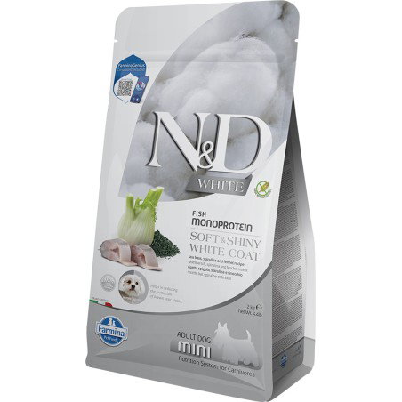 Farmina N&D White Dog Adult Mini Lubina, Espirulina e Hinojo 2kg