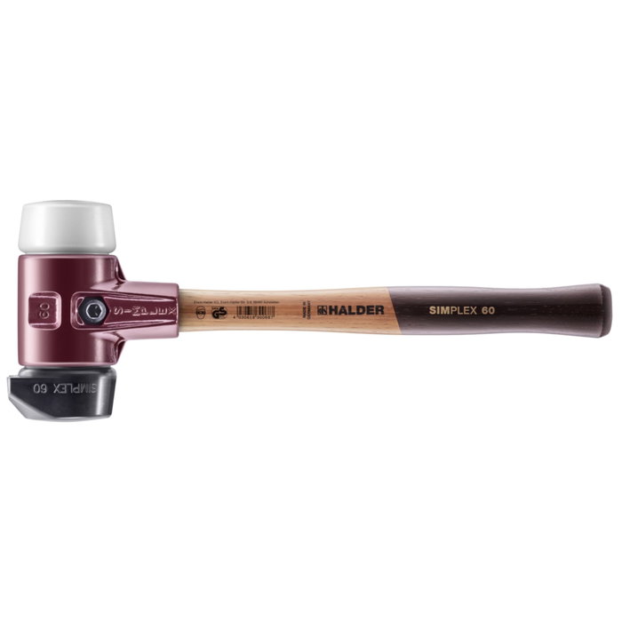 Halder SIMPLEX Soft-Face Hammer 3027.260 de 60 mm con insertos de goma y superplástico Halder SIMPLEX Soft-Face Hammer 3027.260 de 60 mm con insertos de goma y superplástico