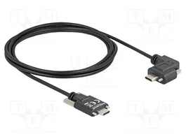 DeLOCK Cable USB 2.0 USB Type-C™ con tornillos, angular, 2 m, 60 W PD 3.0, Negro