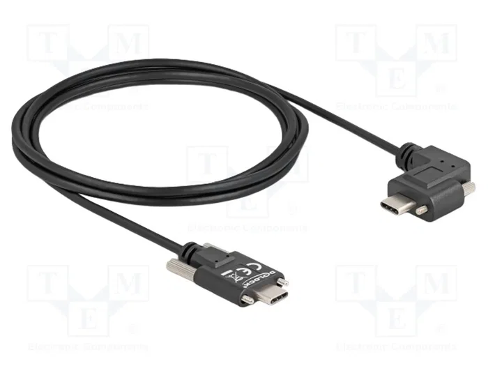 DeLOCK Cable USB 2.0 USB Type-C™ con tornillos, angular, 2 m, 60 W PD 3.0, Negro DeLOCK Cable USB 2.0 USB Type-C™ con tornillos, angular, 2 m, 60 W PD 3.0, Negro
