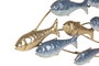 DKD Home Decor Decoración de Pared de Metal con Peces, Azul y Dorado