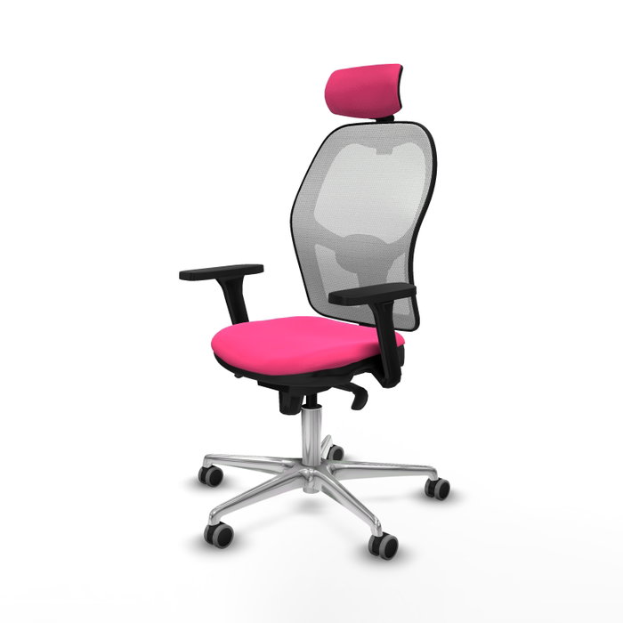PIQUERAS Y CRESPO Silla de oficina Jorquera con mecanismo Sincro, Rosa y Blanco
