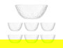 Vivalto Set 7 Piezas Relieve Bol Grande 20x20x8cm y 6 Bol Pequeños 10.3x10.3x5.5cm Vidrio Transparente 54x9x22.2cm (Set de 4)