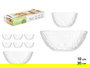 Vivalto Set 7 Piezas Relieve Bol Grande 20x20x8cm y 6 Bol Pequeños 10.3x10.3x5.5cm Vidrio Transparente 54x9x22.2cm (Set de 4)