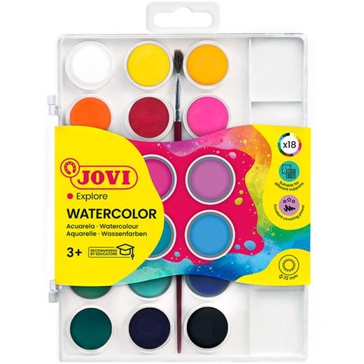 Jovi Acuarelas En Pastillas 22 Mm Con Pincel Colores Surtidos Estuche 18 Unidades Jovi Acuarelas En Pastillas 22 Mm Con Pincel Colores Surtidos Estuche 18 Unidades