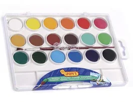 Jovi Acuarela en Pastillas 18 Colores Surtidos con Pincel y Estuche de Plástico
