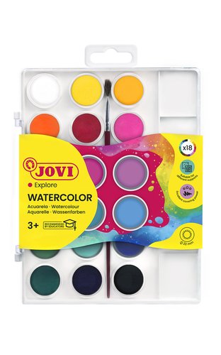 Jovi Estuche de Acuarelas de 18 Colores Surtidos con Pincel