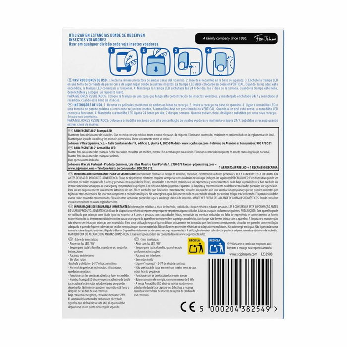 Raid Trampa LED Luz Antiinsectos sin Insecticida con 2 Recambios Raid Trampa LED Luz Antiinsectos sin Insecticida con 2 Recambios