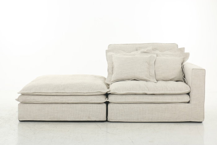 DKD Home Decor Módulo Auxiliar Sofá Poliéster y Lino Beige 110x110x48