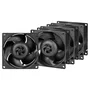 Arctic S8038-7K Ventilador para Procesador 80 mm 5 Aspas, PWM, 7000 RPM, 118.93 m3/h, Negro, 4 Unidades