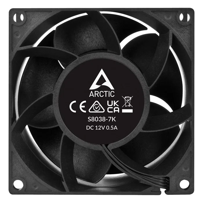 Arctic S8038-7K Ventilador para Procesador 80 mm 5 Aspas, PWM, 7000 RPM, 118.93 m3/h, Negro, 4 Unidades