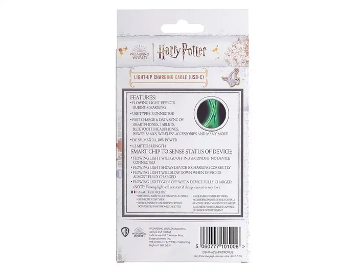 Wondee Cable USB a USB-C Iluminado Harry Potter Patronus 1.2 m para Carga Rápida y Sincronización de Datos Wondee Cable USB a USB-C Iluminado Harry Potter Patronus 1.2 m para Carga Rápida y Sincronización de Datos