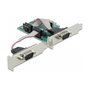 DeLOCK Tarjeta PCIe x1 a 2 Puertos Serie RS-232, Compatible con Perfil Bajo PCIe 1.1, Para PC, Color Verde