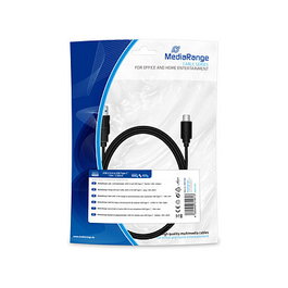 MEDIARANGE MRCS182 Cable de Carga y Datos USB-C a USB-A de 1.8 m, USB 3.2 Gen 1 (5 Gbit/s), Color Negro