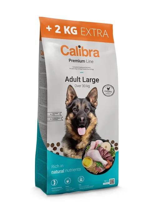 Calibra Dog Premium Line Adult Large Pollo 12+2 kg Alimento para Perros Adultos de Raza Grande Calibra Dog Premium Line Adult Large Pollo 12+2 kg Alimento para Perros Adultos de Raza Grande
