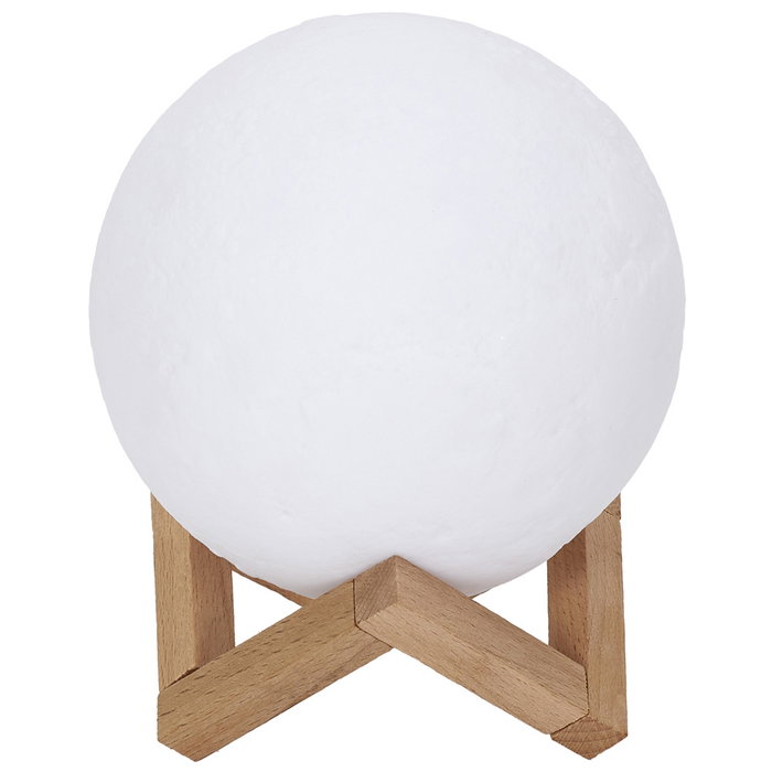 Home Deco Factory Lámpara Luna 3D Táctil Recargable 3 Colores con Soporte de Madera 15cm