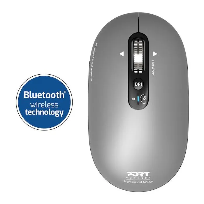 Port Designs Ratón Inalámbrico 910009 PURE Bluetooth Recargable - Gris
