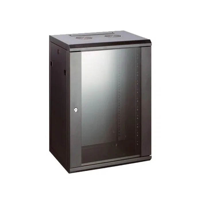 Powergreen Armario Rack Mural 15U 60x45x45 cm (19") para Telecomunicaciones e Instalaciones, Vidrio Templado, sin Bandejas - Rack Pared