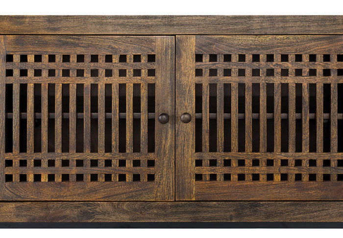 Giner Y Colomer Mueble TV Acacia Metal 4 Puertas 200 cm Marrón