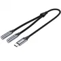Vention BGPHY Cable Conversor USB-C Macho a 2x Jack 3.5mm Hembra, Audio y Micrófono, 30cm, Gris