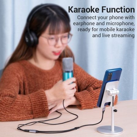 Vention BGPHY Cable Conversor USB-C Macho a 2x Jack 3.5mm Hembra, Audio y Micrófono, 30cm, Gris