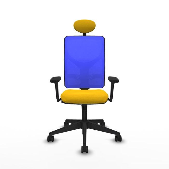 PIQUERAS Y CRESPO Silla de oficina Motilla con mecanismo Sincro, Amarillo y Azul