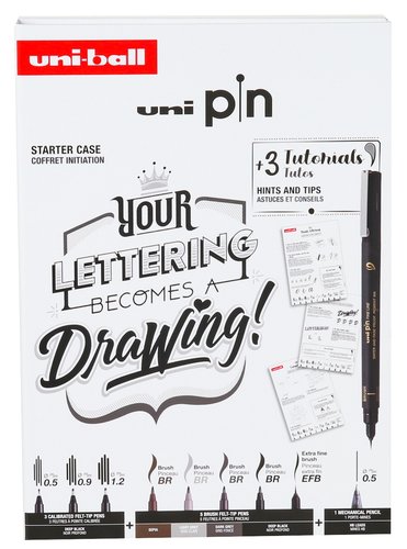 Uniball Set de iniciación Uni Pin Lettering nº2 con 8 rotuladores y 1 portaminas Uniball Set de iniciación Uni Pin Lettering nº2 con 8 rotuladores y 1 portaminas