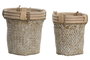 DKD Home Decor Set de 2 Cestas de Ratán y Paja Decape Natural